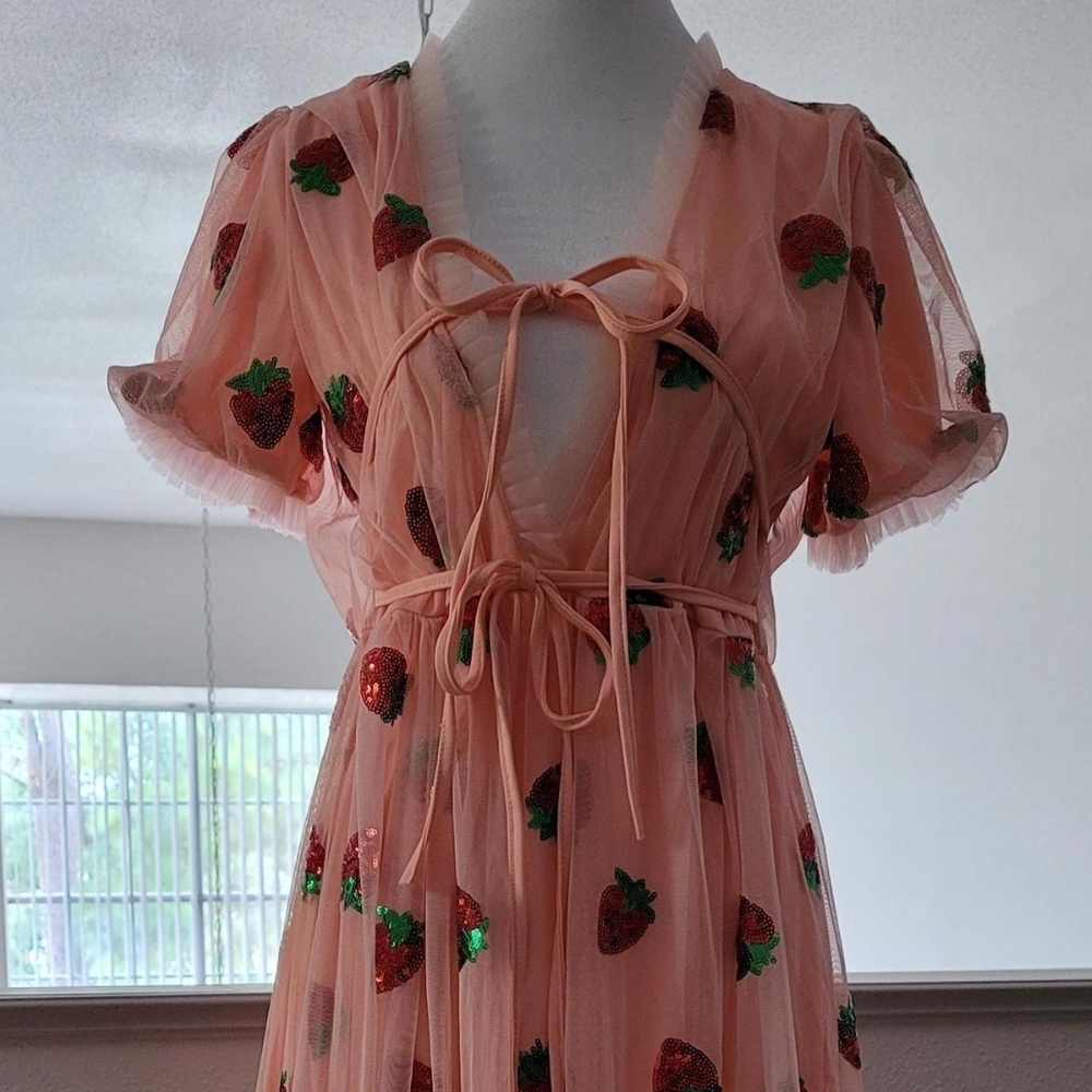 Strawberry Sequin Print Dress